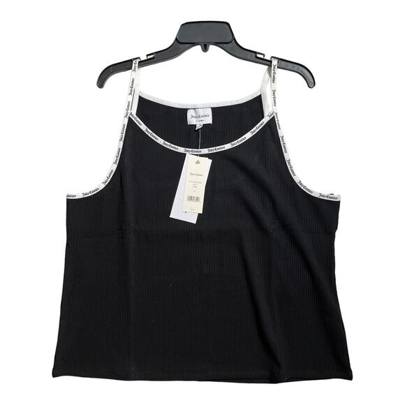 Juicy Couture white straps black rib knit crop spaghetti strap 2x NWT - Picture 1 of 5